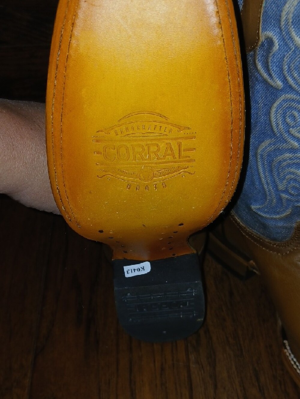 Corral Brown Leather and Light Blue Boots - Picture 4 of 5